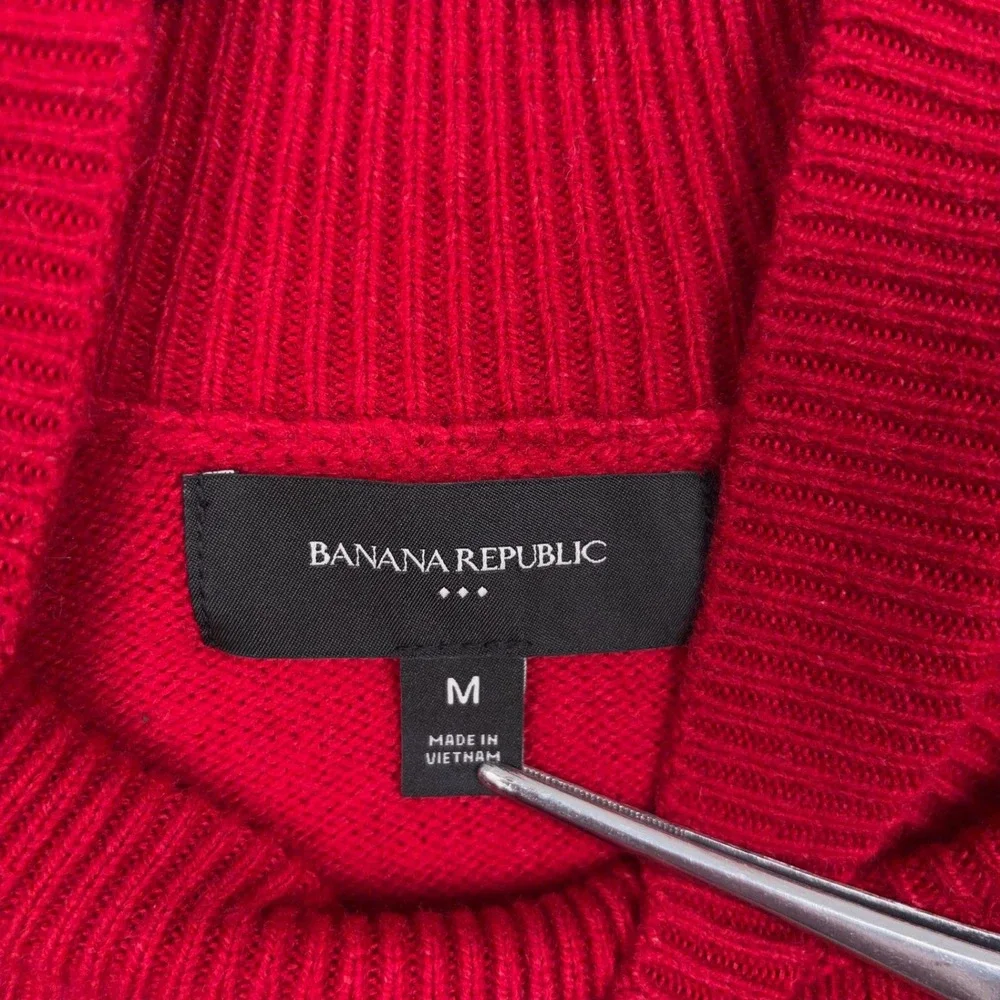 Banana Republic Sweater Mens Medium Red Mock Neck Cotton Blend Casual Preppy